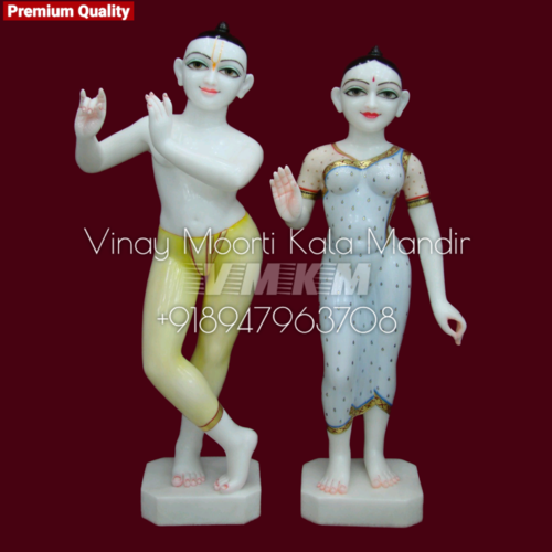 White Marble Iskcon Radha Krishna Idols