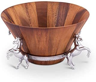 Wooden Bowl with Aluminum Stand