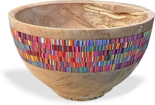 Wooden Bowl with Colorfull Design