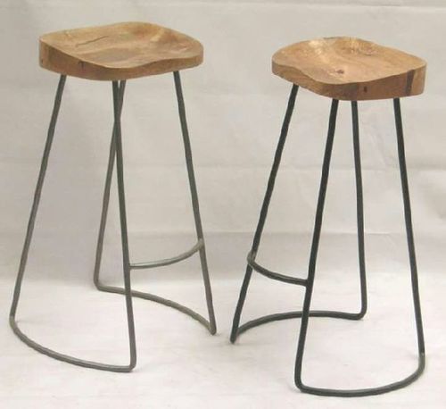Iron stool with wooden top