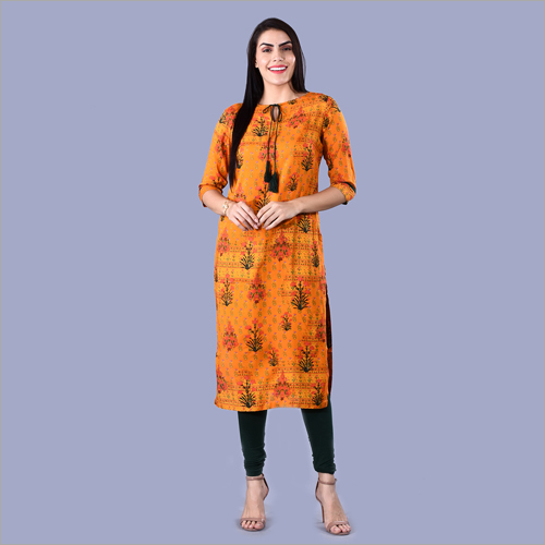 Ladies Ethnic Kurti - Cotton Fabric, Printed Patterns, Available in Various Sizes & Colors | Perfect for Casual, Ethnic & Party Wear