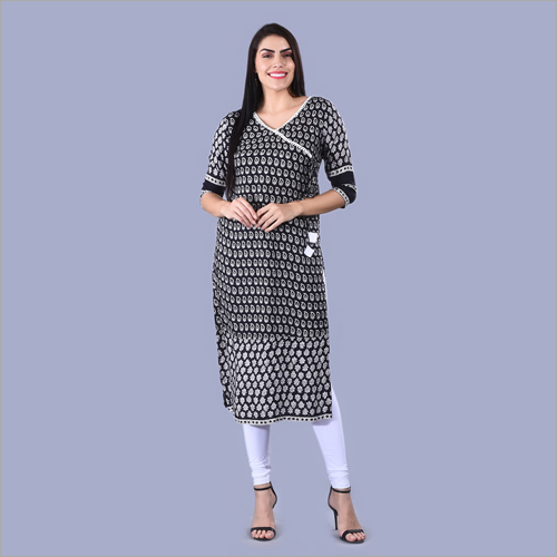 Black Ladies Rayon Kurti