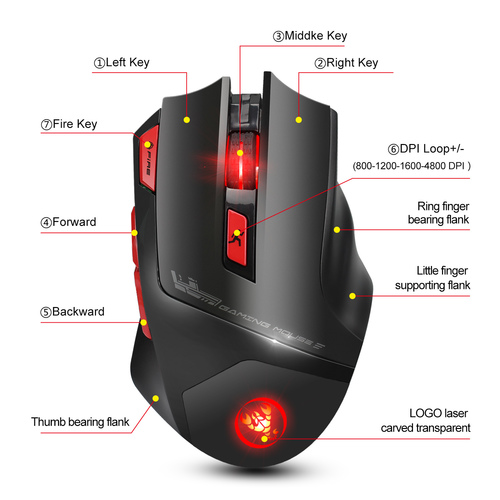T88 Wireless Gaming Mouse With Seven Buttons And Seven Colors