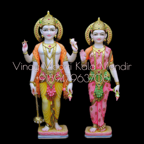 Multicolor Vishnu Lakshmi Statue
