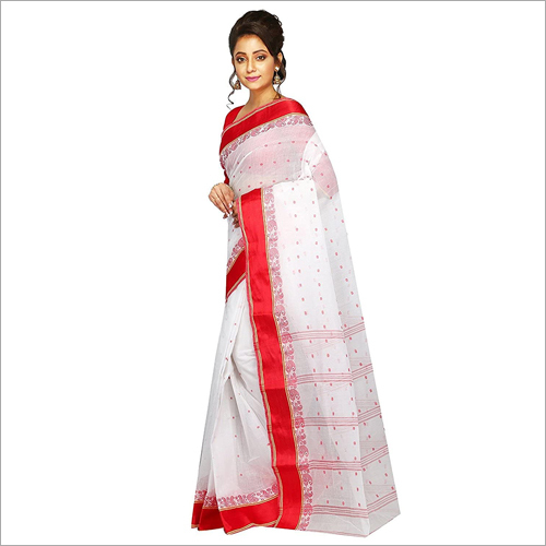 White Cotton Linen Saree