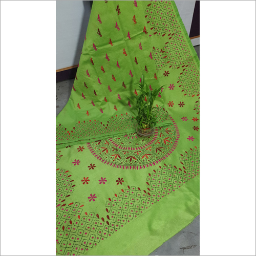 Kantha Stitch Saree - Cotton Blend Printed Design | Casual Wear for All Seasons Ideal for Spring and Summer