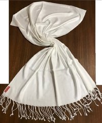 Super Soft Viscose Pashmina Shawl - 70x200 Cm, White Color With Fringe Closure, Qc Certified Quality For Daily Use