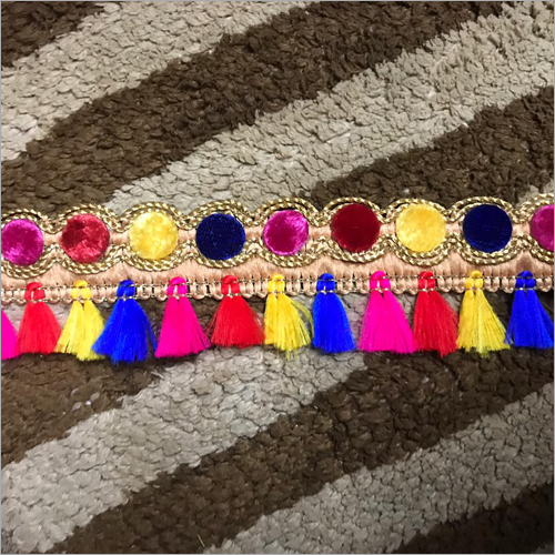 Pum Pum Latkan Lace - One Sided, Plain Pattern | Available in a Variety of Vibrant Colors for Creative Decoration Solutions