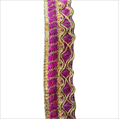 Embroidery Lace - Premium Design, One-Sided Style | Golden-Purple Plain Pattern, Exquisite Craftsmanship
