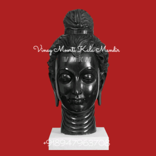 Black Marble Buddha Head