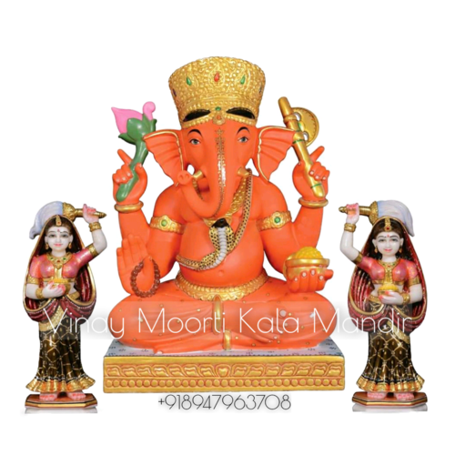 Ridhi Sidhi Ganesh Marble Statue