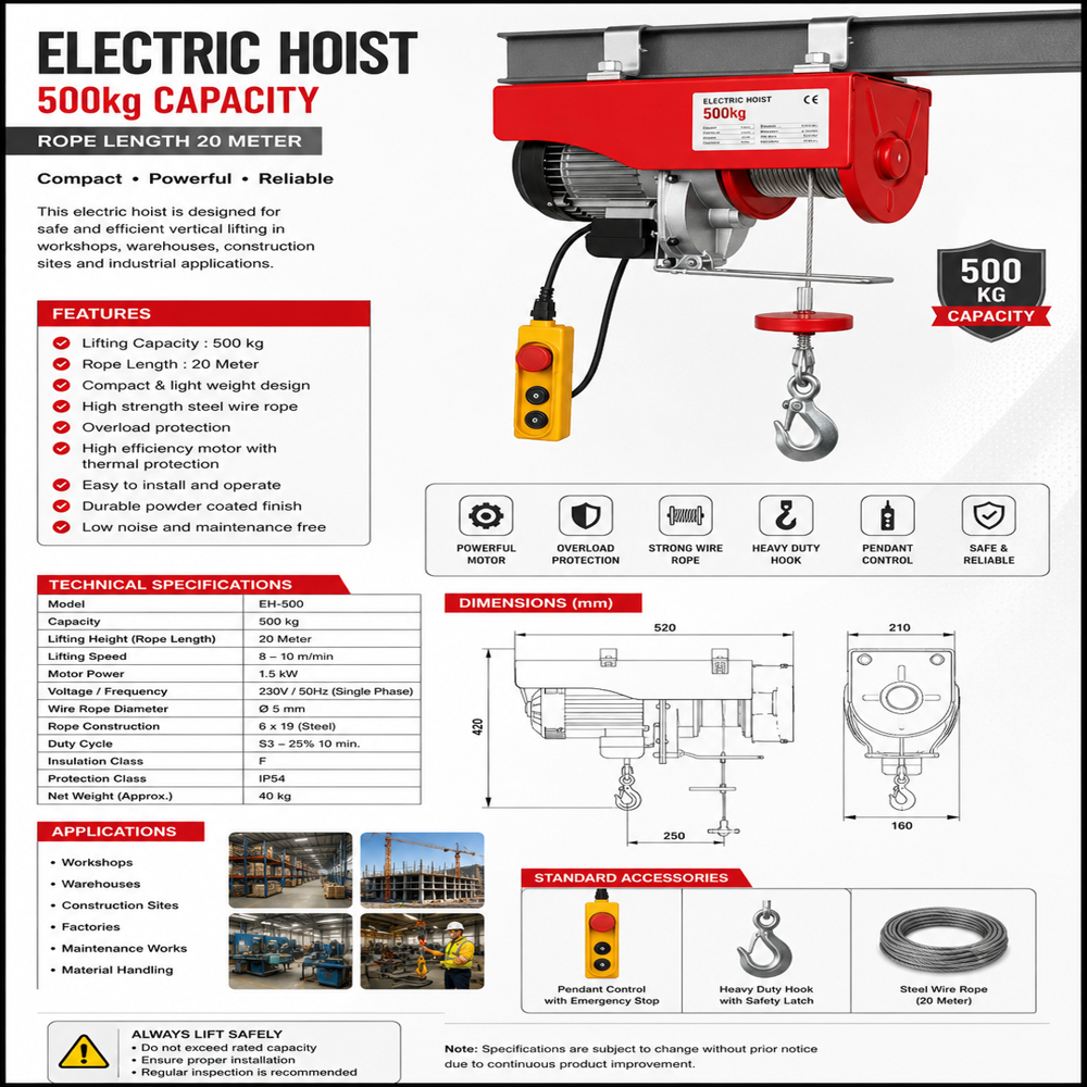 Mini Electric Hoist - Material: Metal