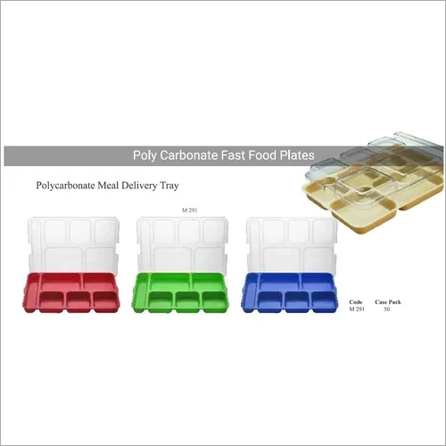 Fast Food Tray Cafeteria 6 Compartment with transparent Lid 14 x 10 x 2