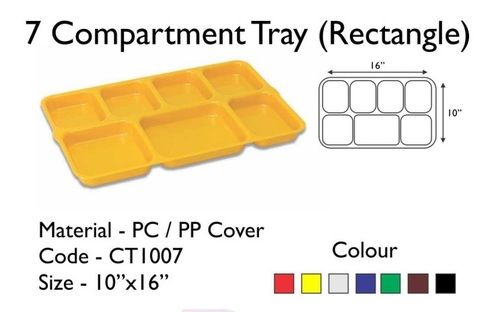 Fast Food Tray Cafeteria 7 Compartment with transparent Lid 16 x 10