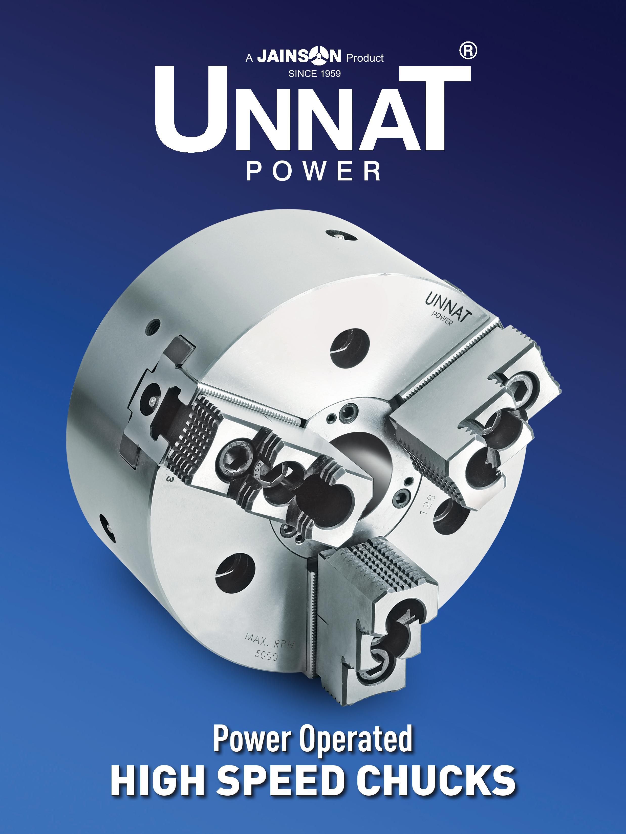 Unnat 2 Jaw Power Chucks With Open Centre