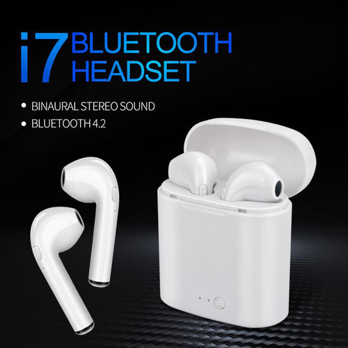 White Wireless Bluetooth Earphones I7s