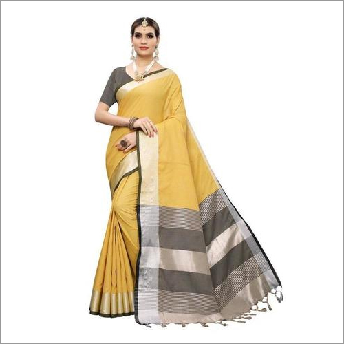 Linen Saree with Pirented Jhalar