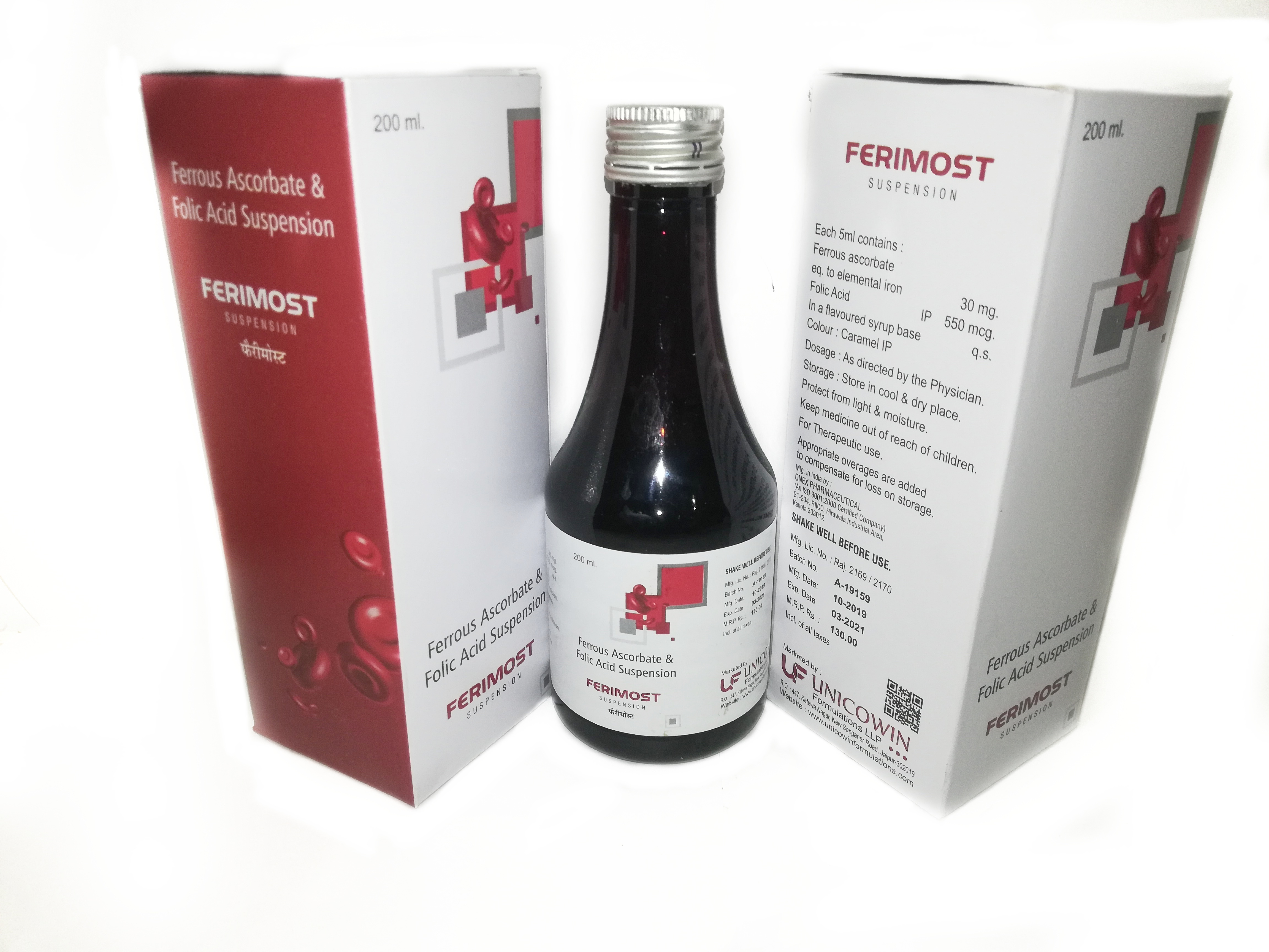 Ferrous Ascorbate 30mg, Folic acid 550mcg suspension