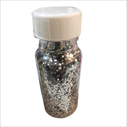 Silver Glitter Powder - Polyester Film for Decoration & Cosmetics, 200 Degree Celsius | Silver Color, Fine Powder, Sparkling Glitter