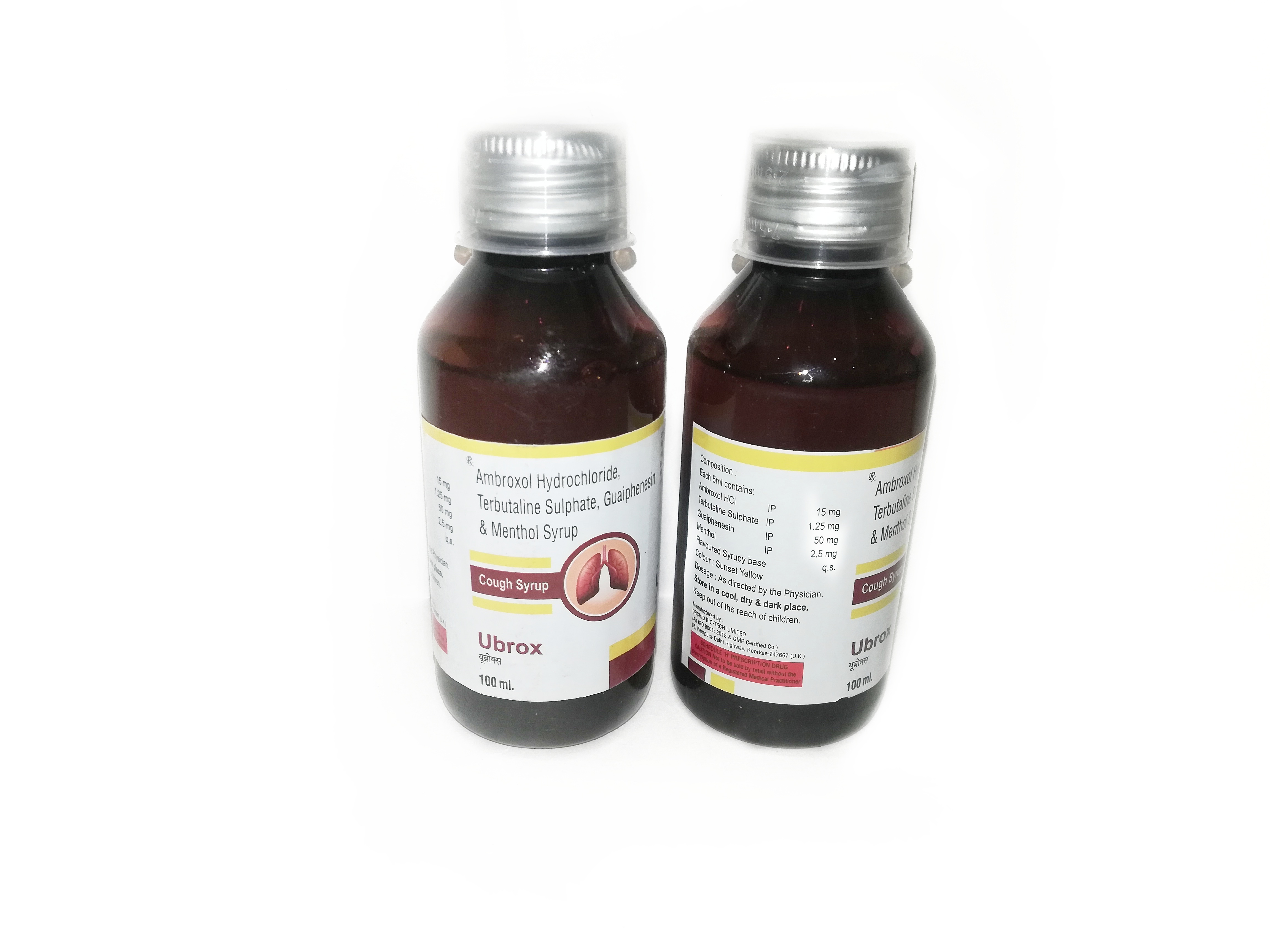 Ambroxol 15mg, Terbutaline Sulphate 1.25mg, Guaiphenesin 50mg & Menthol 2.5mg Syrup