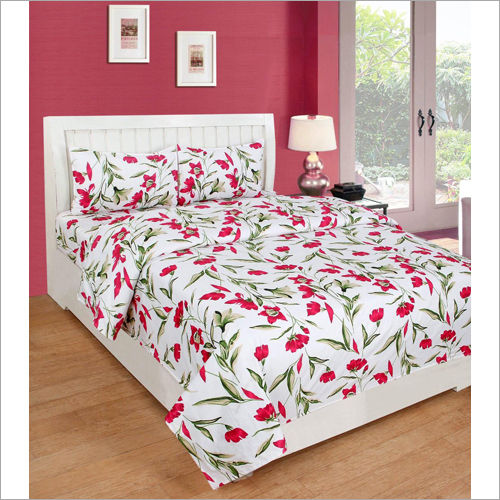 White-pink Cotton Bedsheet