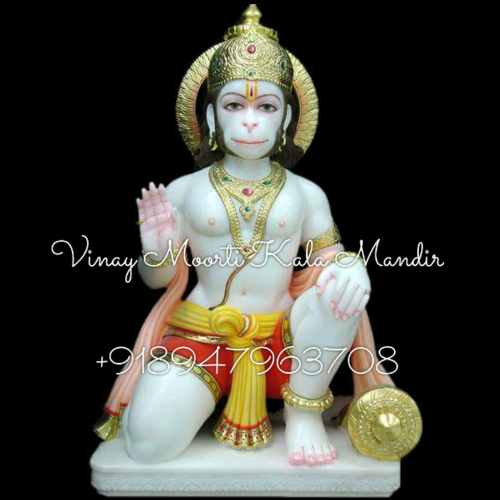 Carving Marble Hanuman Seating Statue