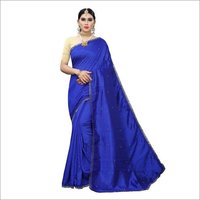 Silk Dsing Less With Stone Works - Art Silk Material, Length 6.3 Mtr With Blouse 0.8 Mtr, All Colors Available | Party Wear, Plain Pattern, Suitable For All Seasons