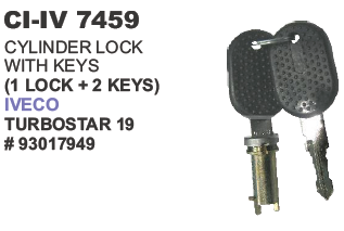 Cylinder Lock with Keys Iveco Turbostar Truck - Metal/Plastic, Black | Dual Keys, Reliable Mechanism, Iveco Fit