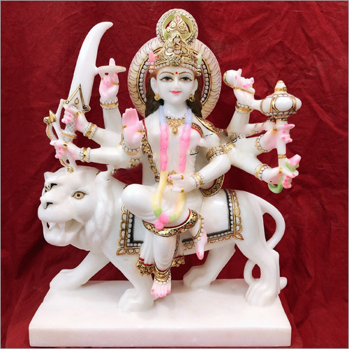 White Marble Durga Mata Statue - Design Type: Customizable