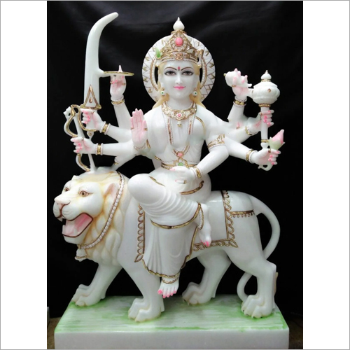 Marble Durga Mata Statue - Color: Multicolor