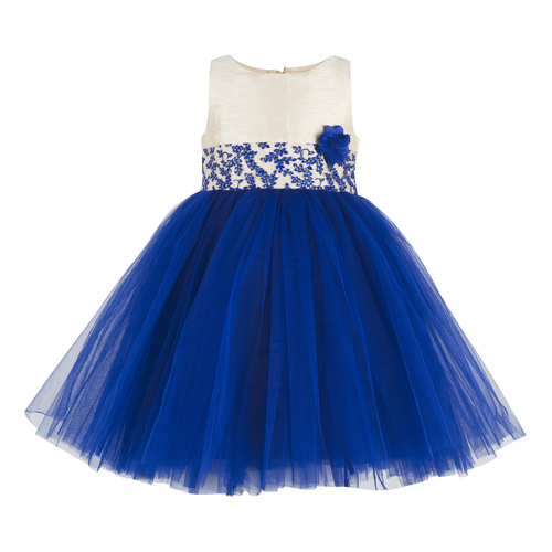 Kids Embroidered Blue Party Wear Frock
