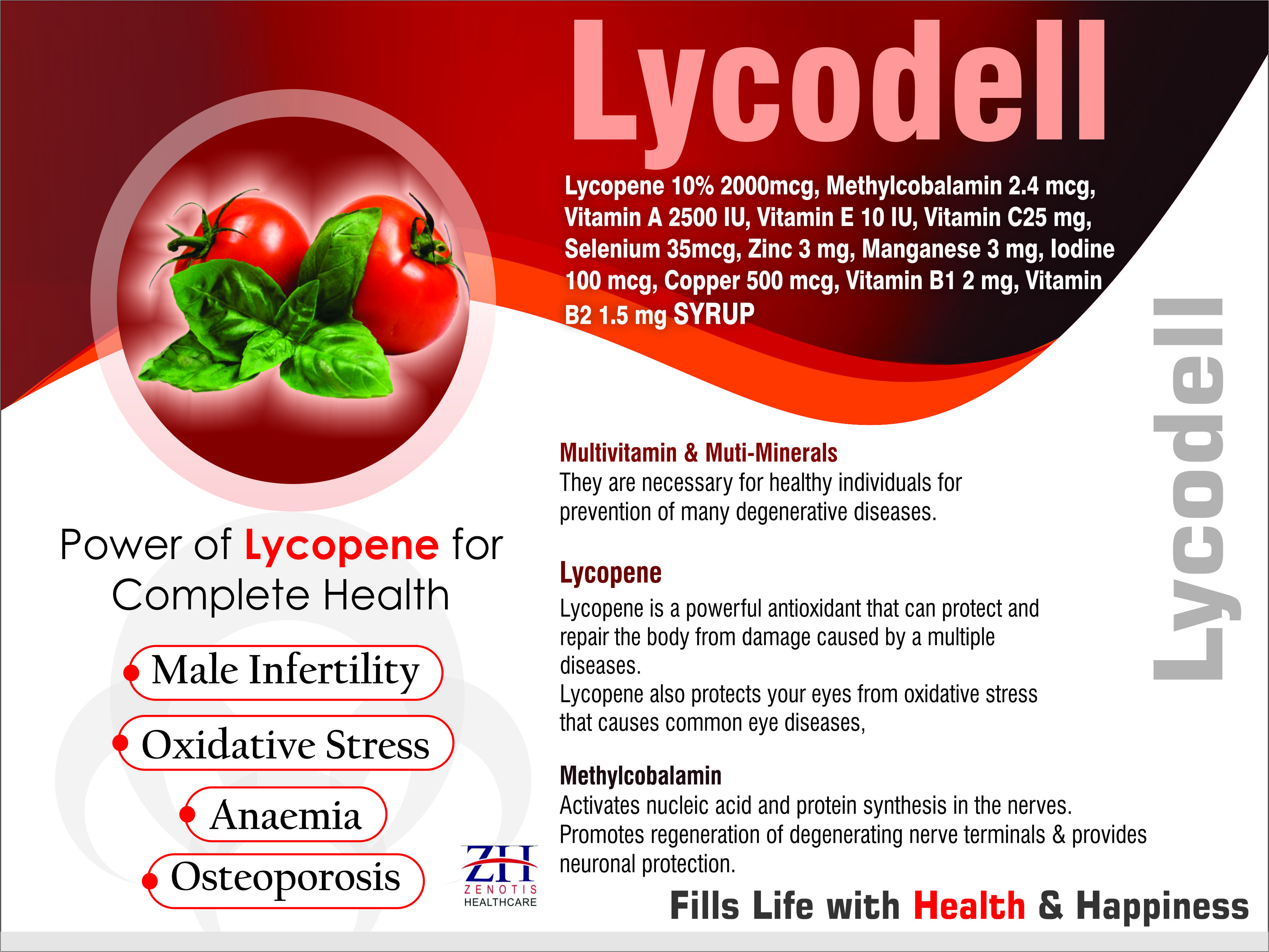 Lycopene Methylcobalamin Multivitamin Multimineral and Antioxidant Syrup