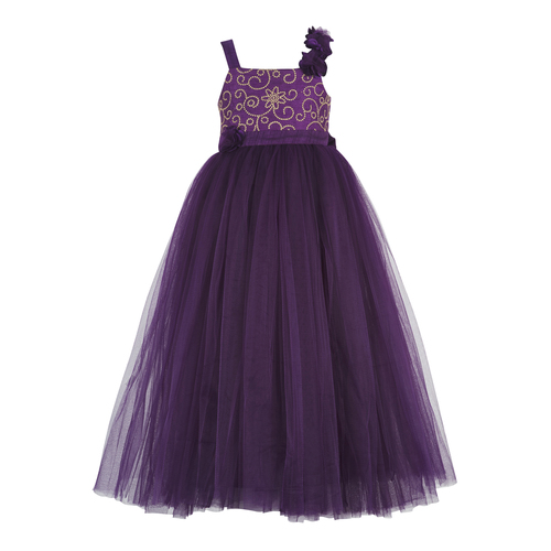 Kids Embroidered Purple Party Wear Gown Age Group: 2-12 Years