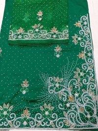 Nigerian George Wrapper Heavy Beautiful Beaded Stone Taffeta Silk George Fabric Bust Size: Free Size Yard