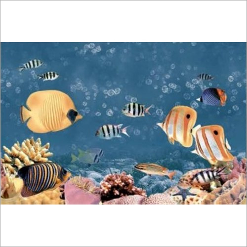 Bathroom Fancy Tiles - Ceramic Polished Finish 12x18 Inch Landscape Shape 5-10 mm Thickness Blue Color