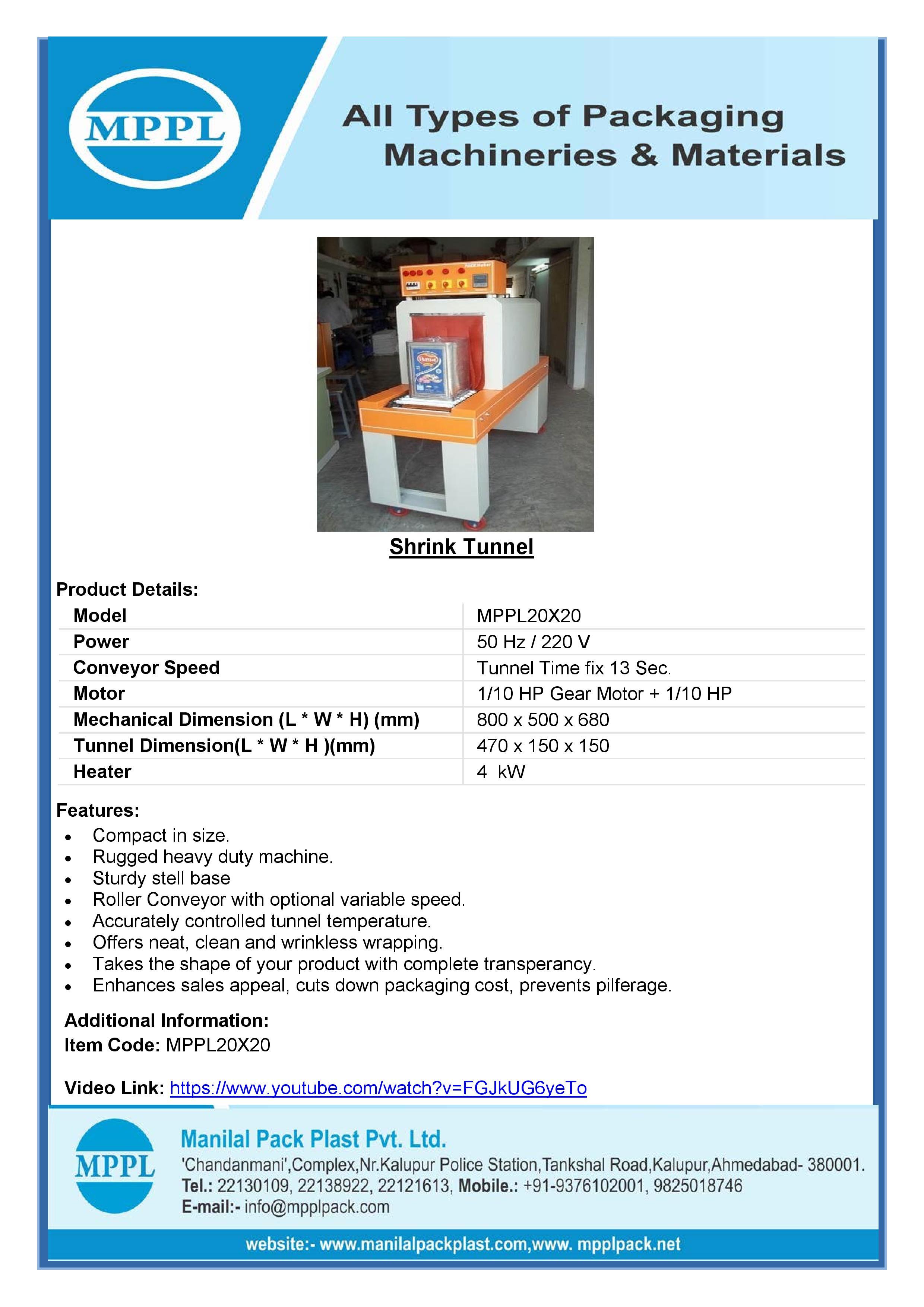 Shrink Tunnel Mppl20x20