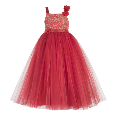 Kids Embroidered Red Party Wear Gown Age Group: 2-12 Years