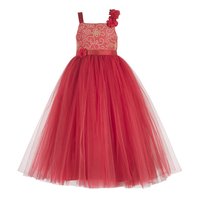 Kids Embroidered Red Party Wear Gown