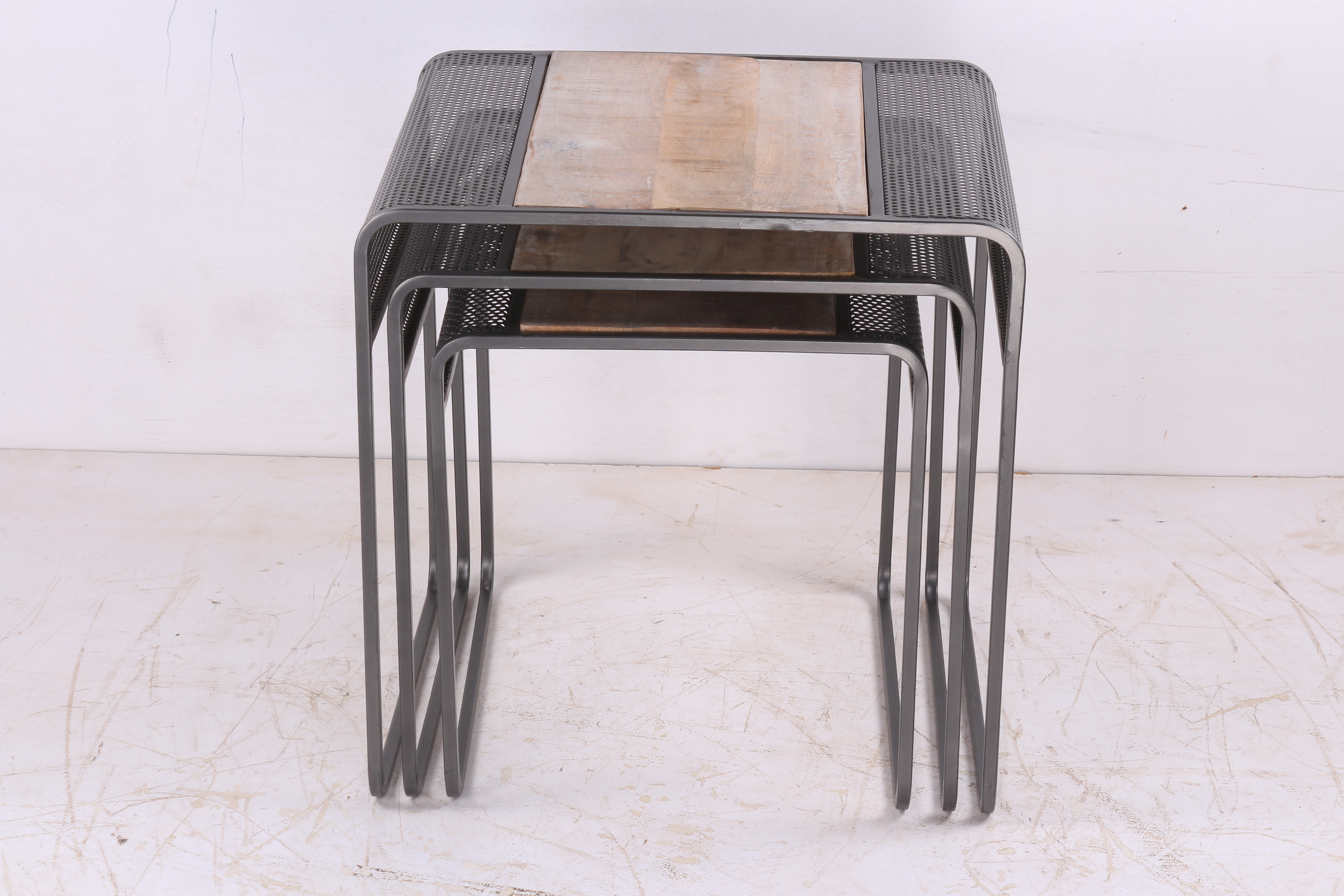 Iron wooden Nesting Tables Set of 3