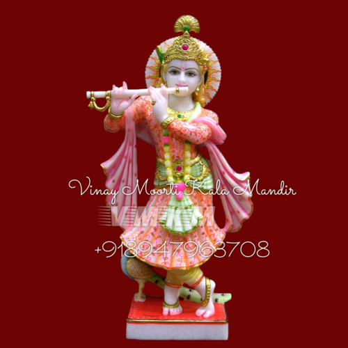 Multicolor Marble Krishna Statue