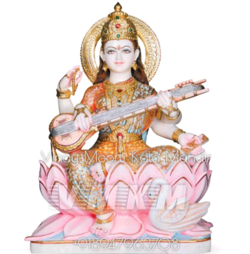 Multicolor Marble Saraswati Statue