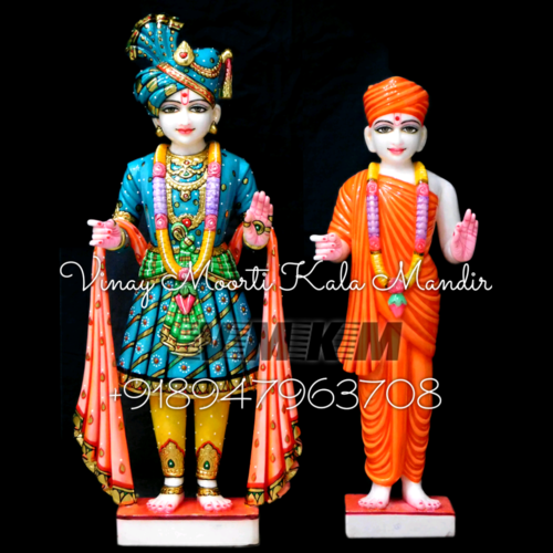 Multicolor Marble Swaminarayan Statue
