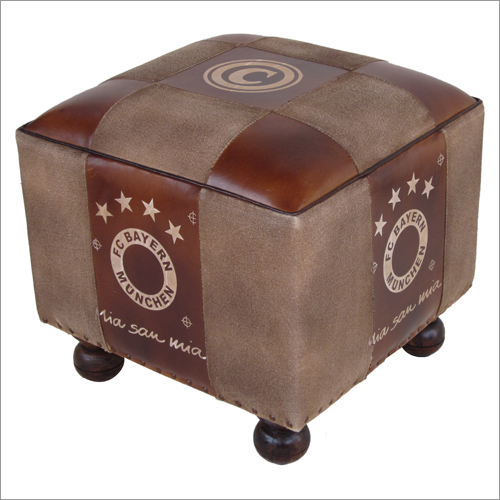 Leather & Canvas Printed Stool