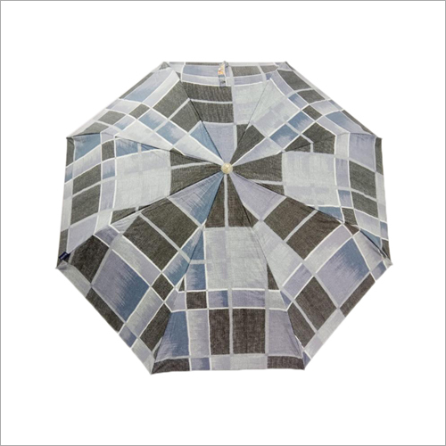 Printed Umbrella - Nylon and Polyester Blend , Grey Color with Soft-Grip Iron Handle, Foldable Design for Rainy Seasons