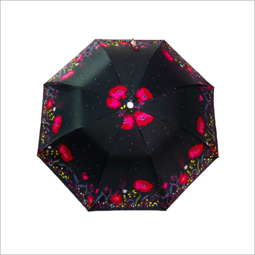 Designer Colour Umbrella - Nylon & Polyester Blend, Foldable Design | Black Color, Iron Handle, Ideal for Rainy Seasons