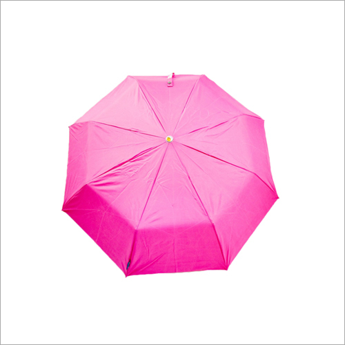 Plain Umbrella - Nylon & Polyester Blend, Pink | Foldable Design with Durable Iron Handle for Optimal Rain Protection