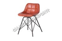 Metal Dining Chair - Iron Frame, 48x52x81 Cm | Goat Leather Seat, Lightweight, Eco-friendly, Modern Design