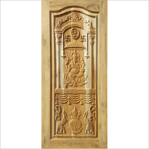 Ganesh Carved Wooden Single Door
