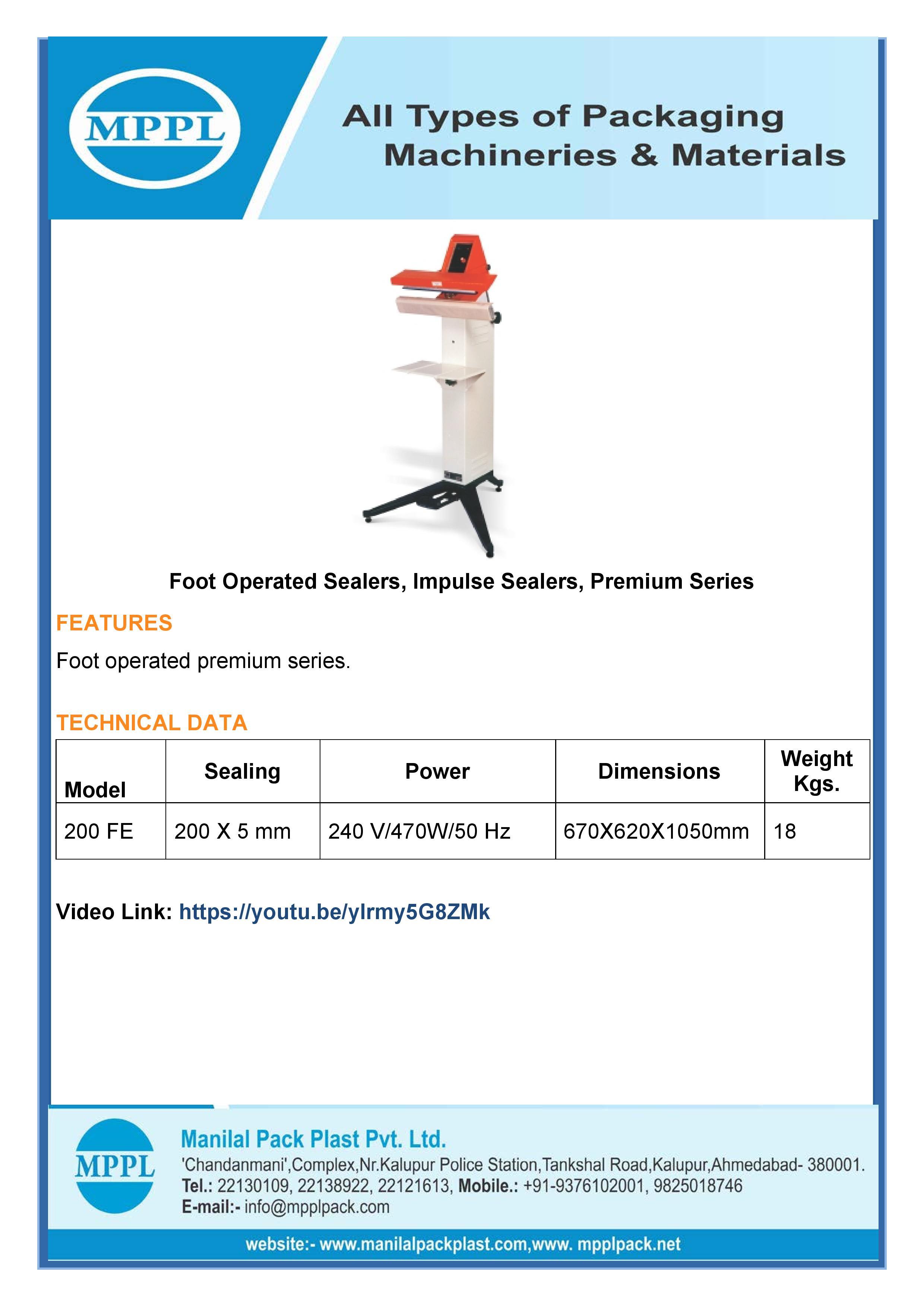 Foot Operated Sealers Premium Series