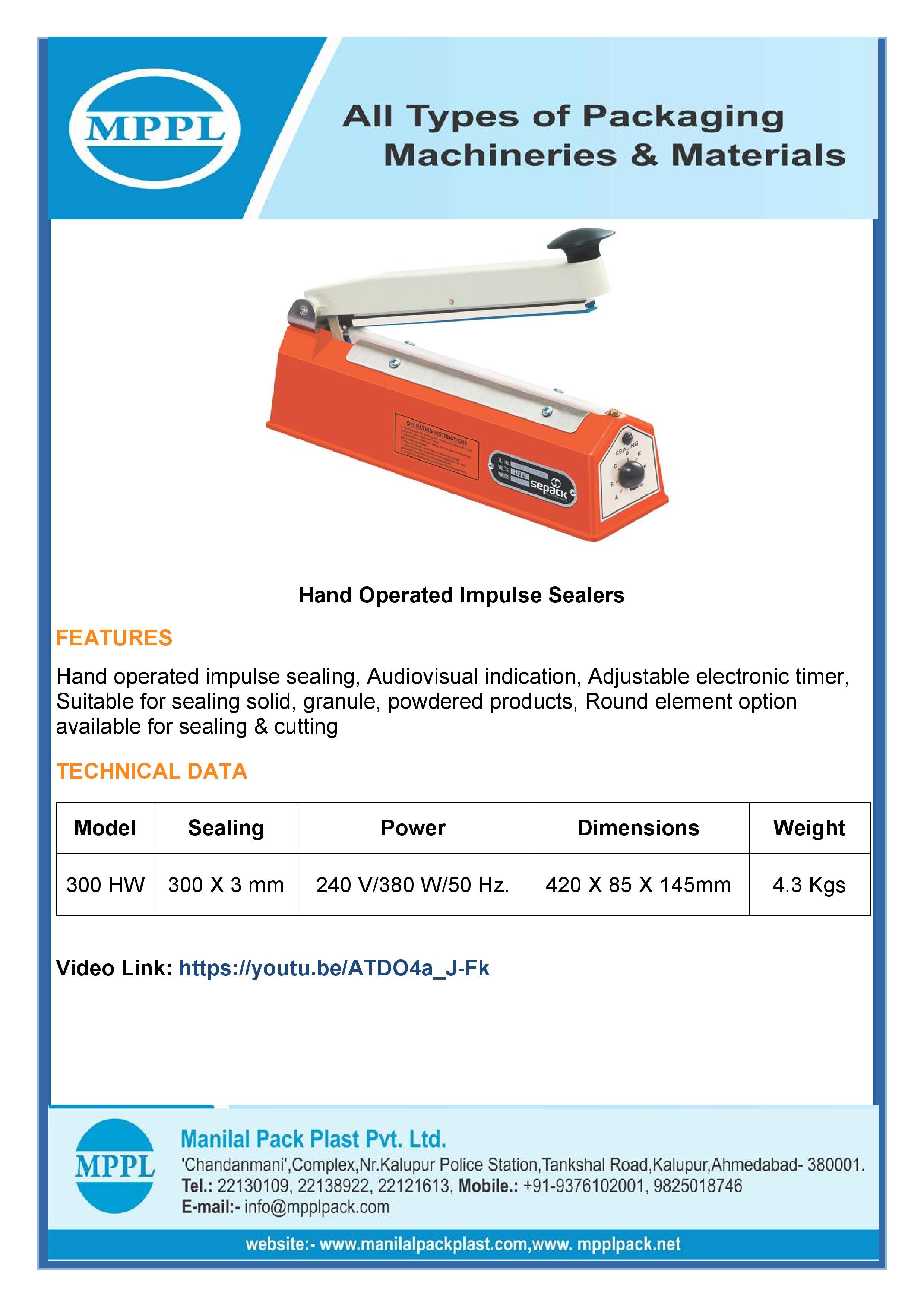 Hand Operated Sealers